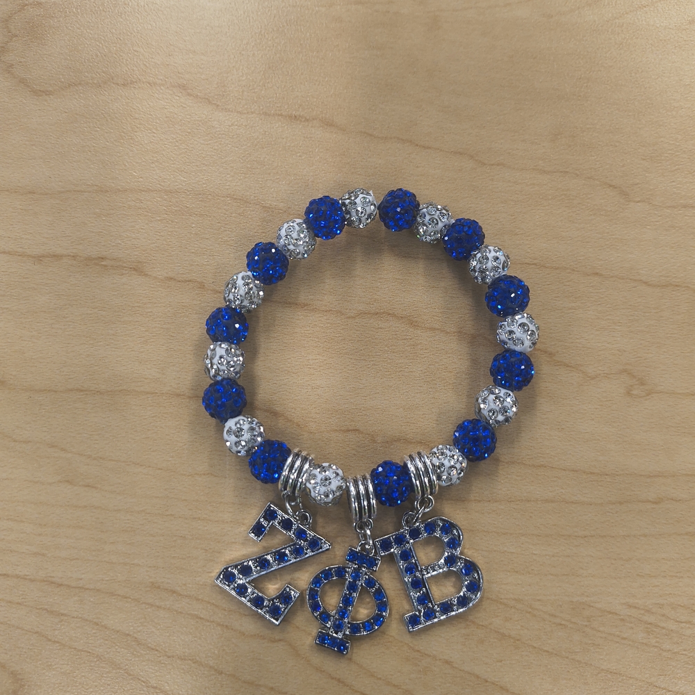 Blue and Silver Beaded Bracelet with Charms